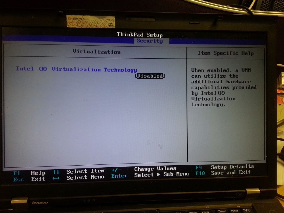 Enable [Virtualization Support] in Bios for Intel CPU
